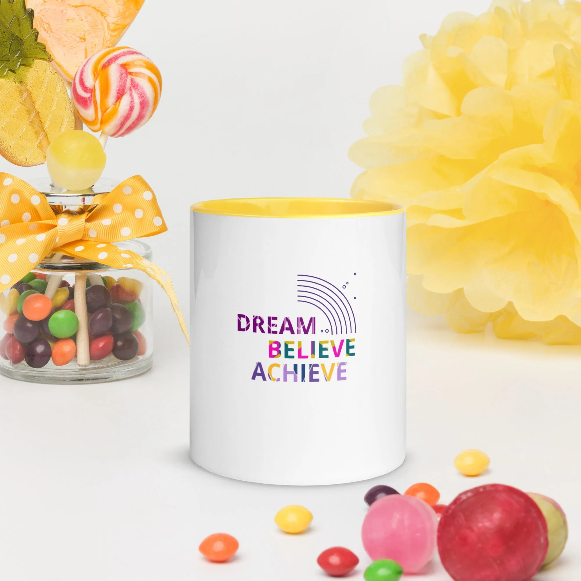 Mug with Color Inside - Dream Believe Achieve