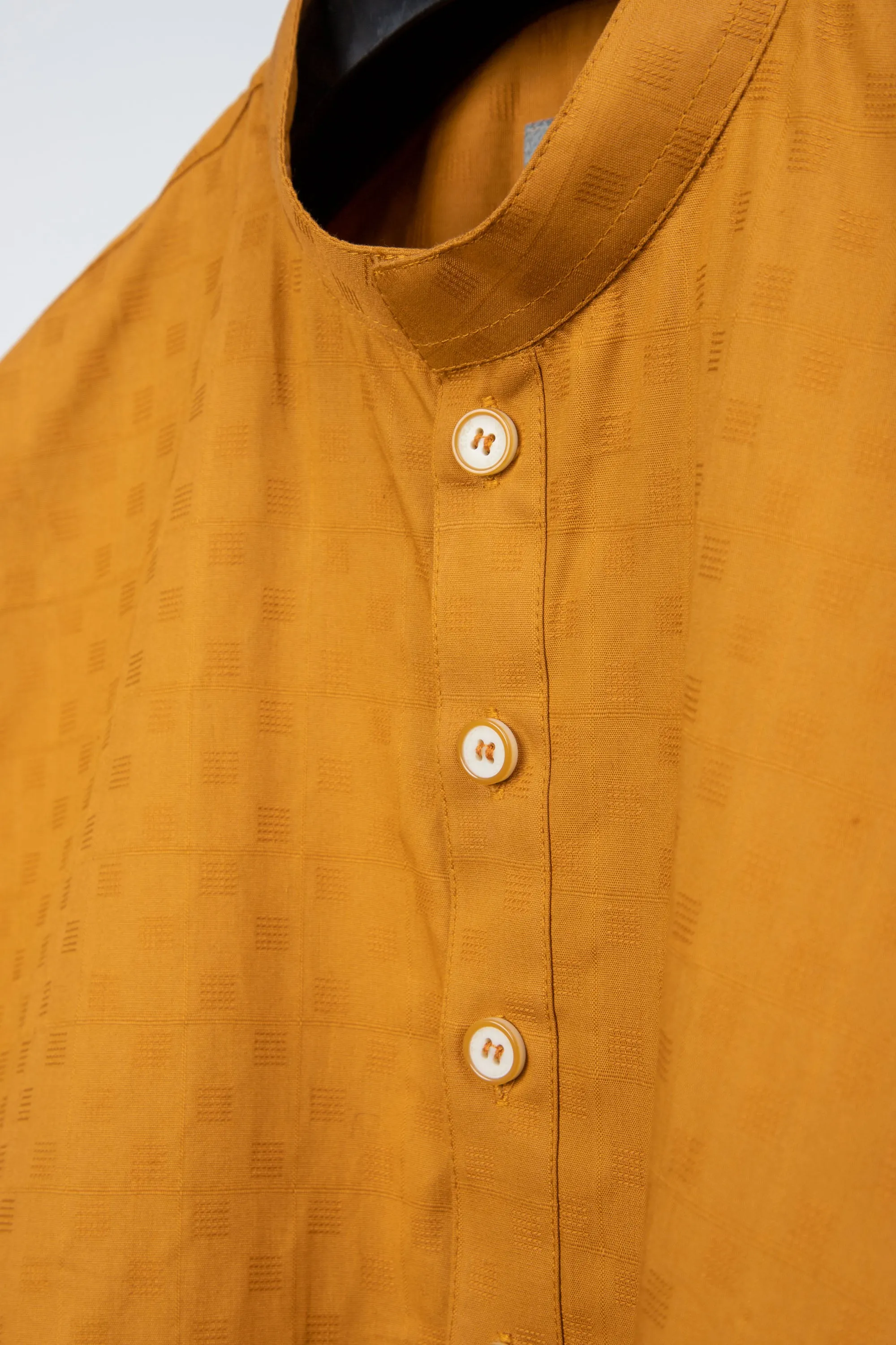 Mustard Cotton Jacquard Kurta