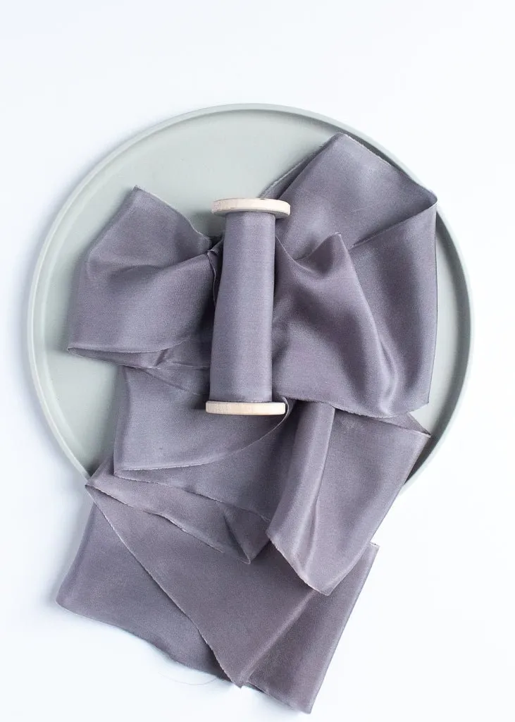 Muted Periwinkle Silk Ribbon in Habotai