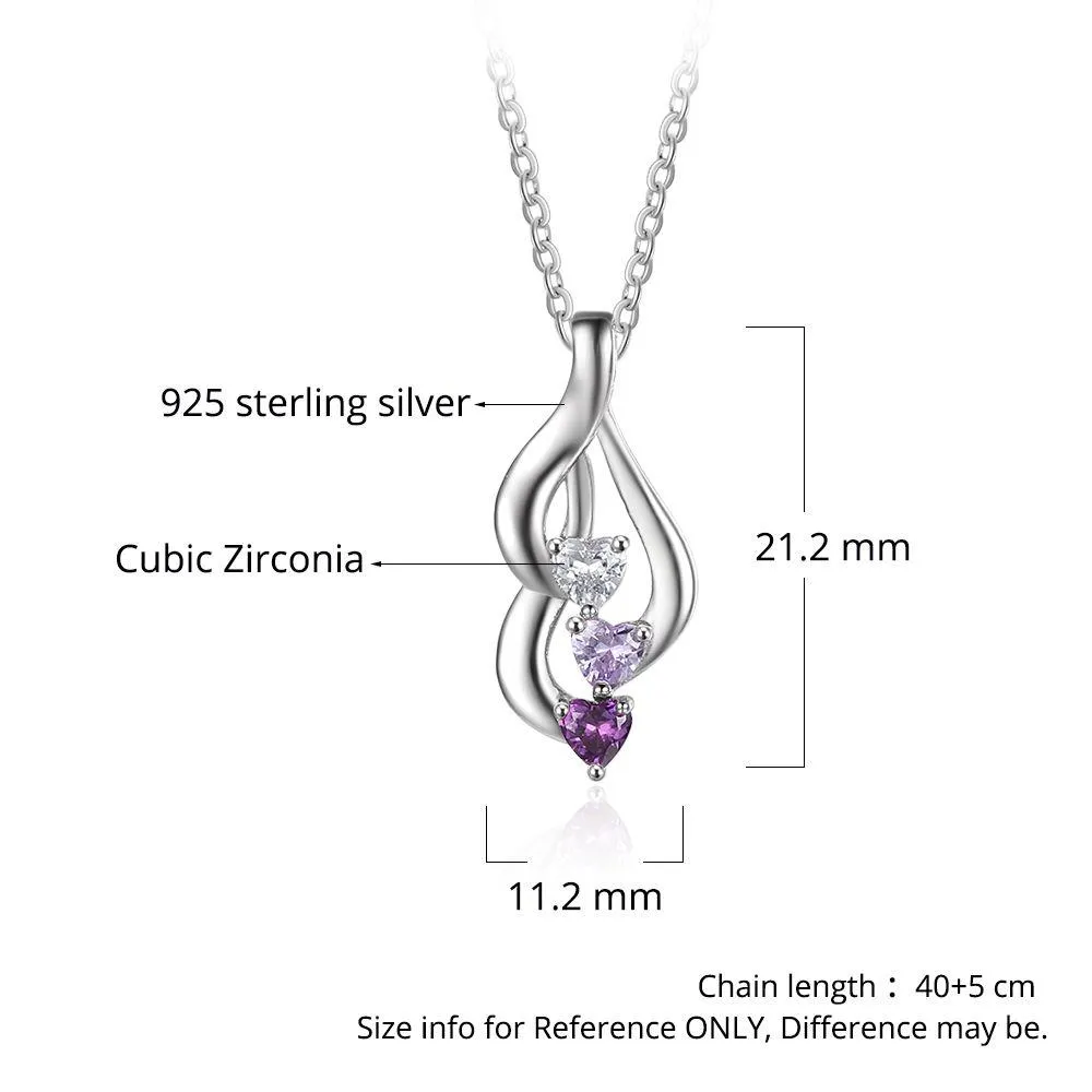 Name necklace with 3 birthstones personalized jewelry for mother