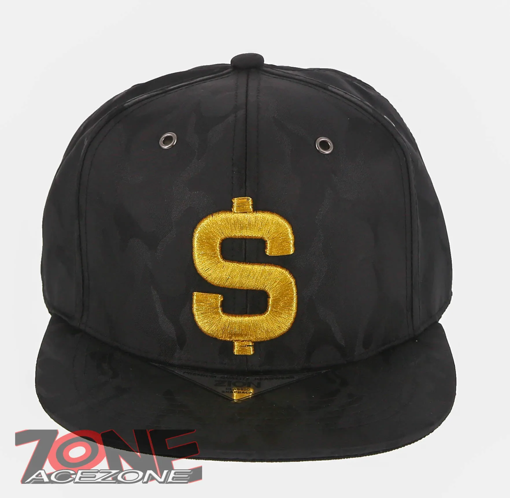 NEW! DOLLAR $ FLAT BILL SNAPBACK BASEBALL CAP HAT CAMOUFLAGE BLACK