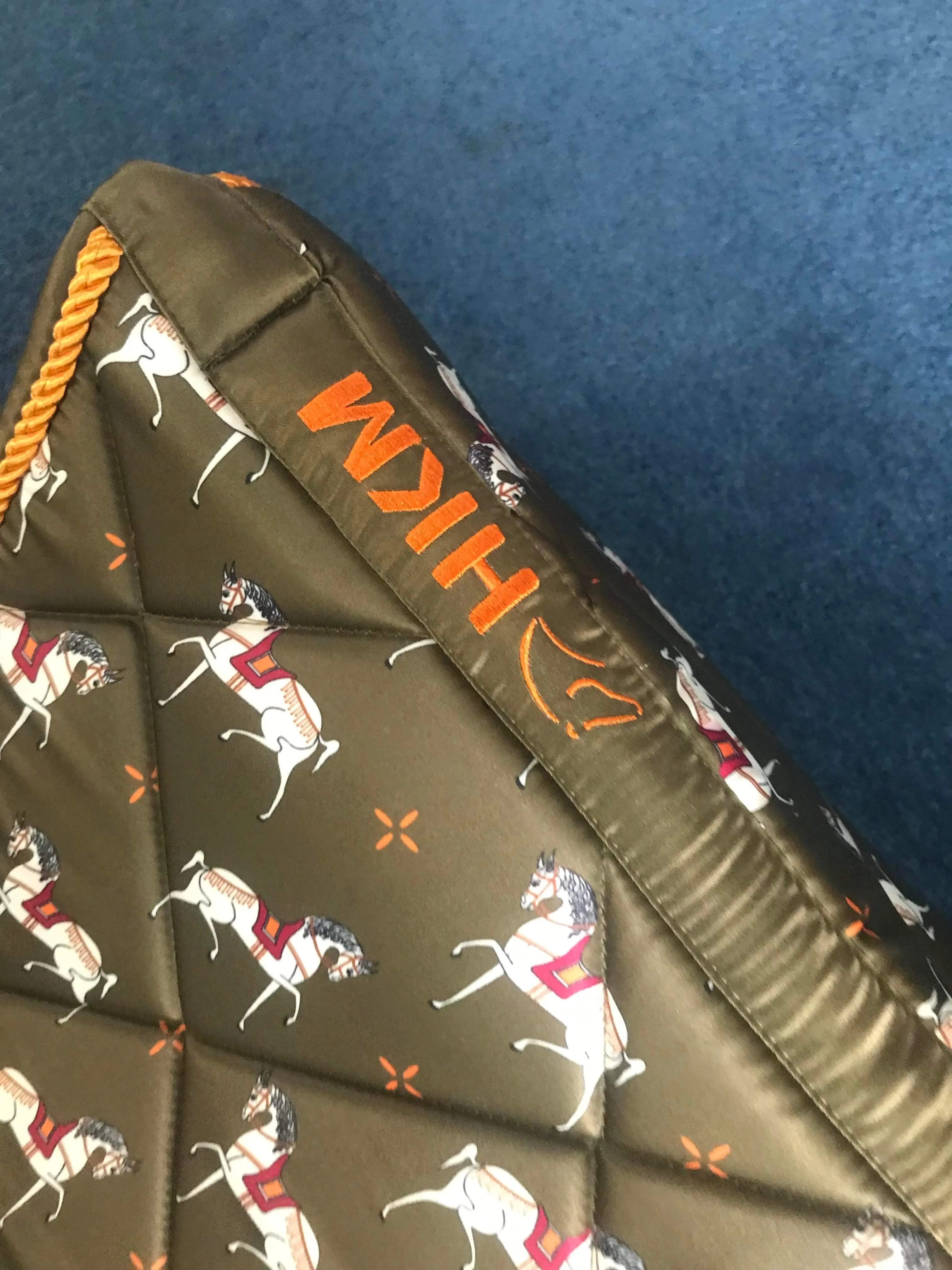 New hkm olive green satin look saddle pad FREE POSTAGE🟢