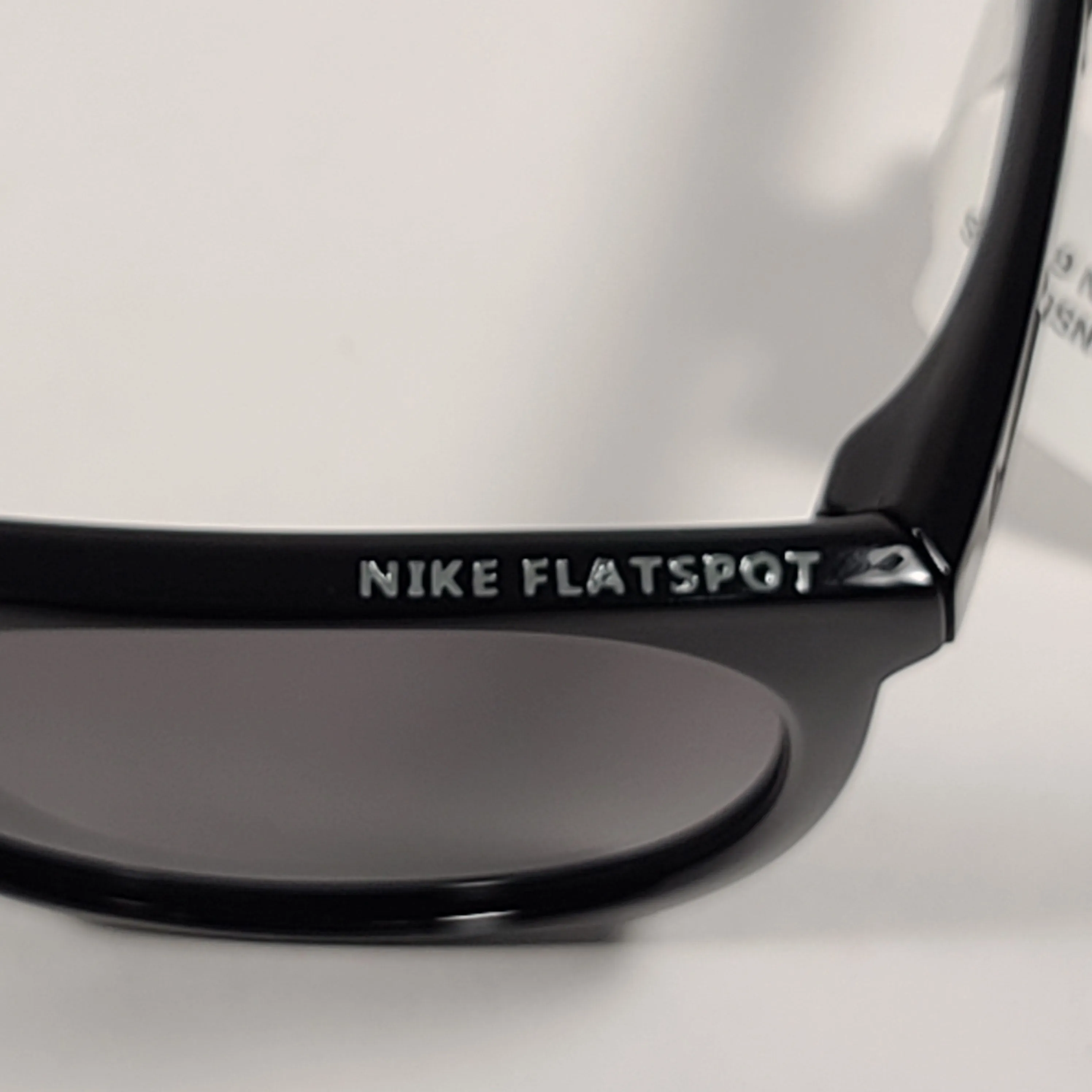 Nike Flatspot Round Sunglasses EV0923 001 Shiny Black Flat Top Frame Gray Lens
