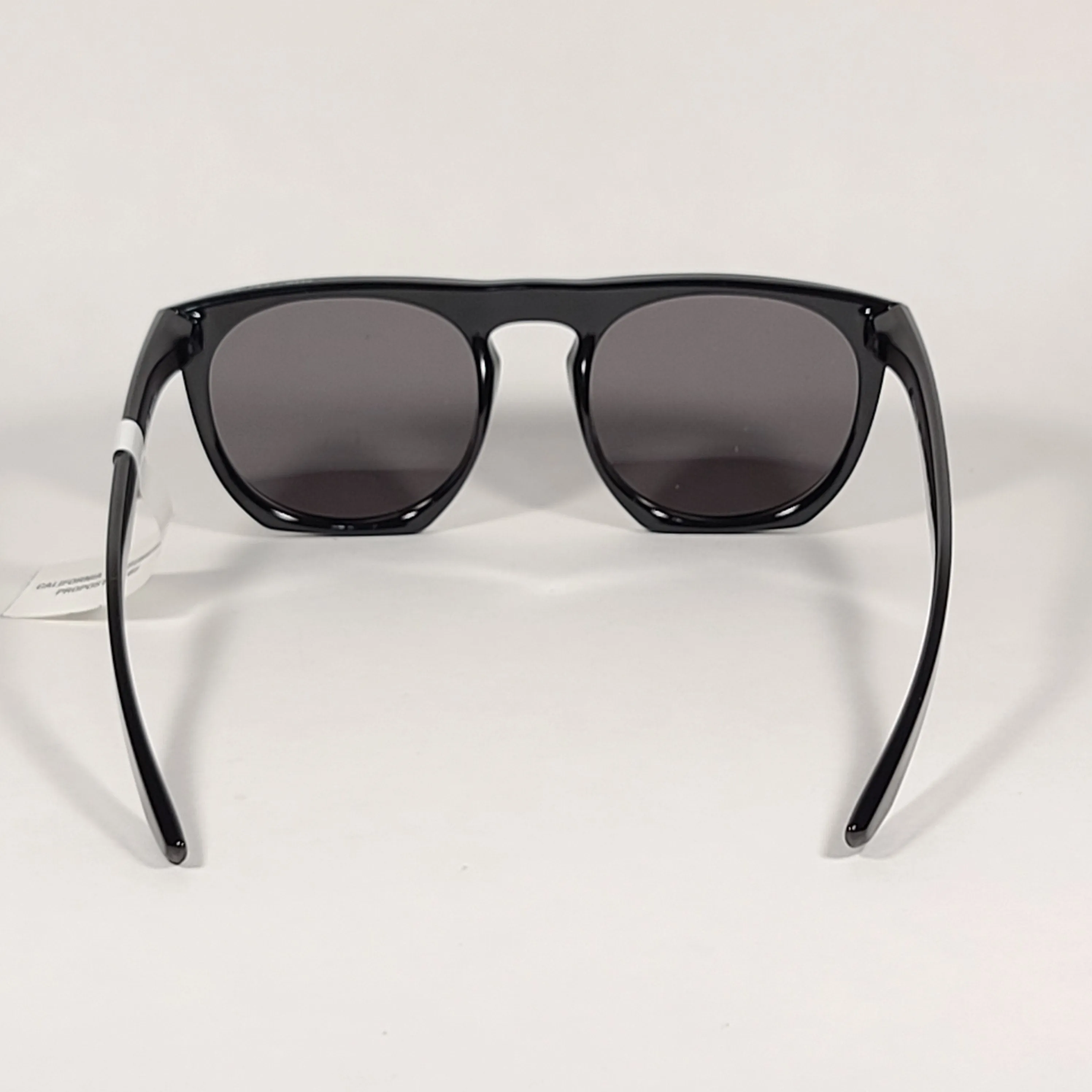 Nike Flatspot Round Sunglasses EV0923 001 Shiny Black Flat Top Frame Gray Lens