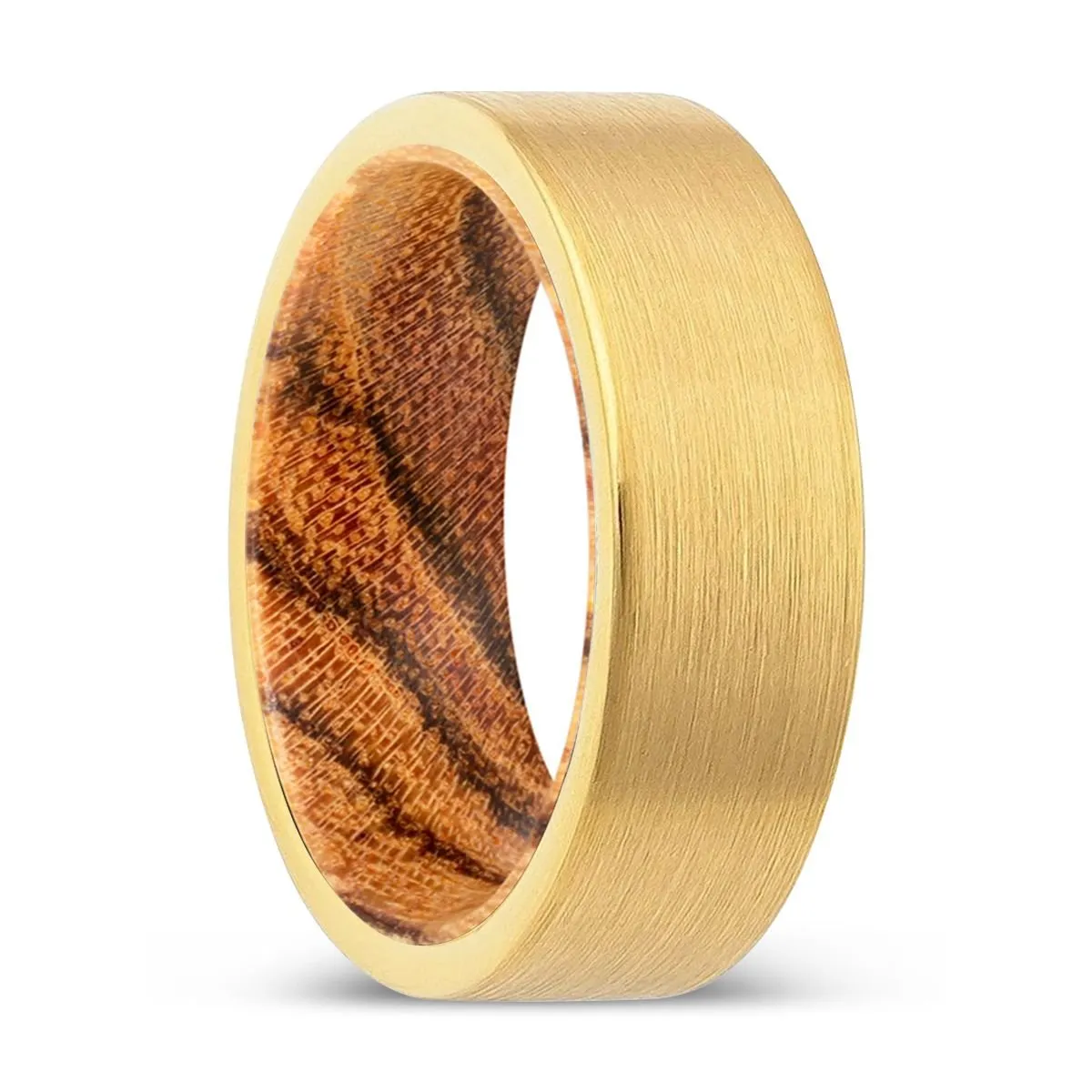 NORTHWICH | Bocote Wood, Gold Tungsten Ring, Brushed, Flat