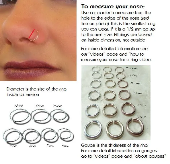 Nose Ring Endless Plain - Niobium, Choose Your Size & Color