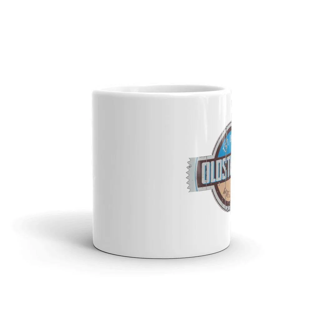 OLDSTIPATED Too Old To Give A Sh***! White glossy mug