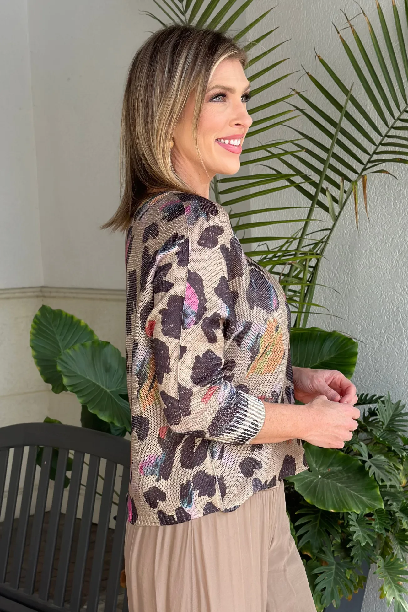 Onike Leopard Printed Batwing Sweater