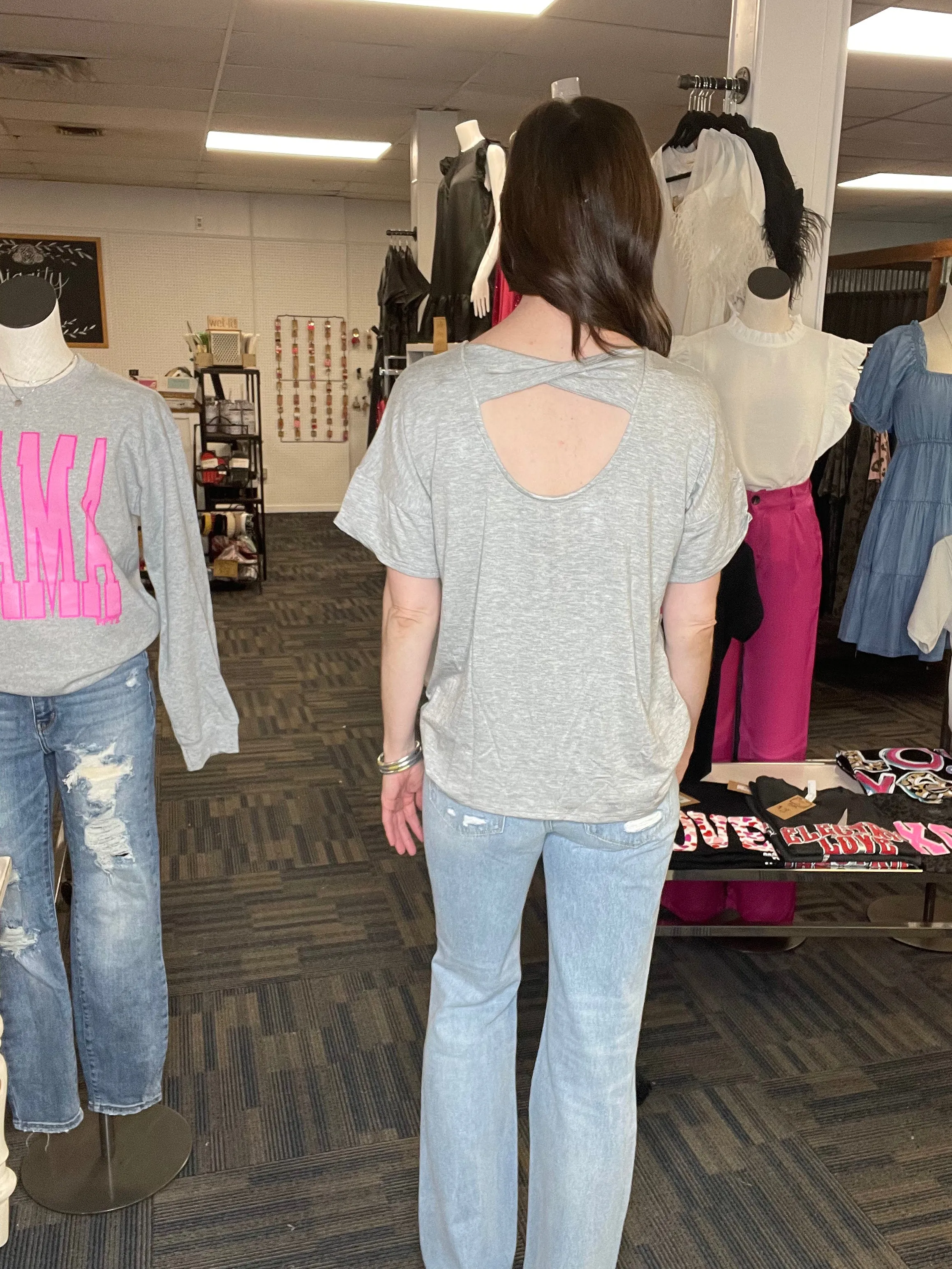 Open Back Basic Short Sleeve Top-Multiple Colors Available