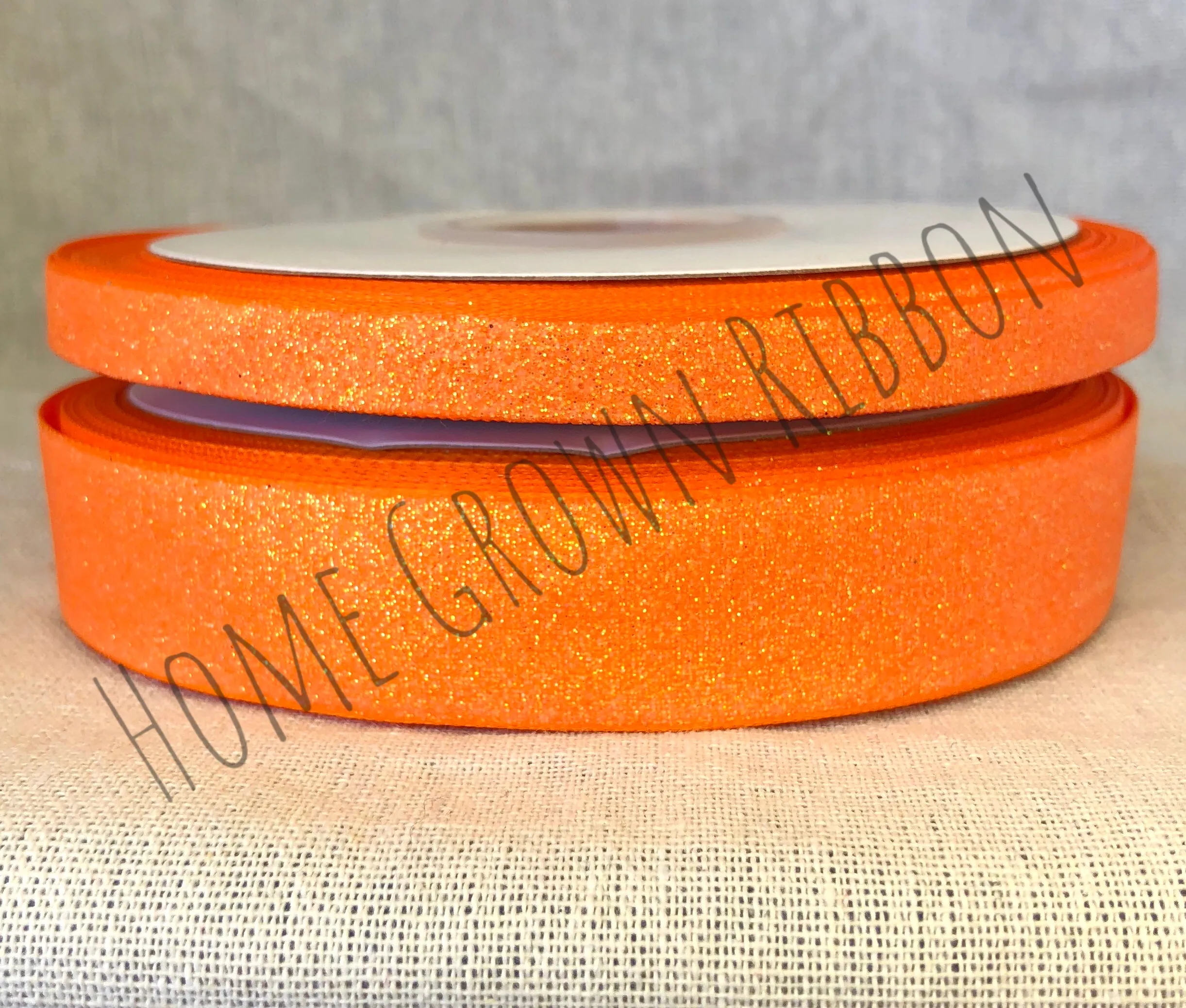 Orange Glitter Ribbon 1.5" - 7/8" - 3/8"