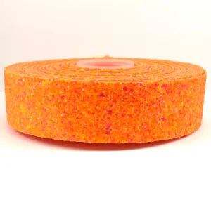 Orange with Neon Pink Chunky 1.5" Glitter Ribbon
