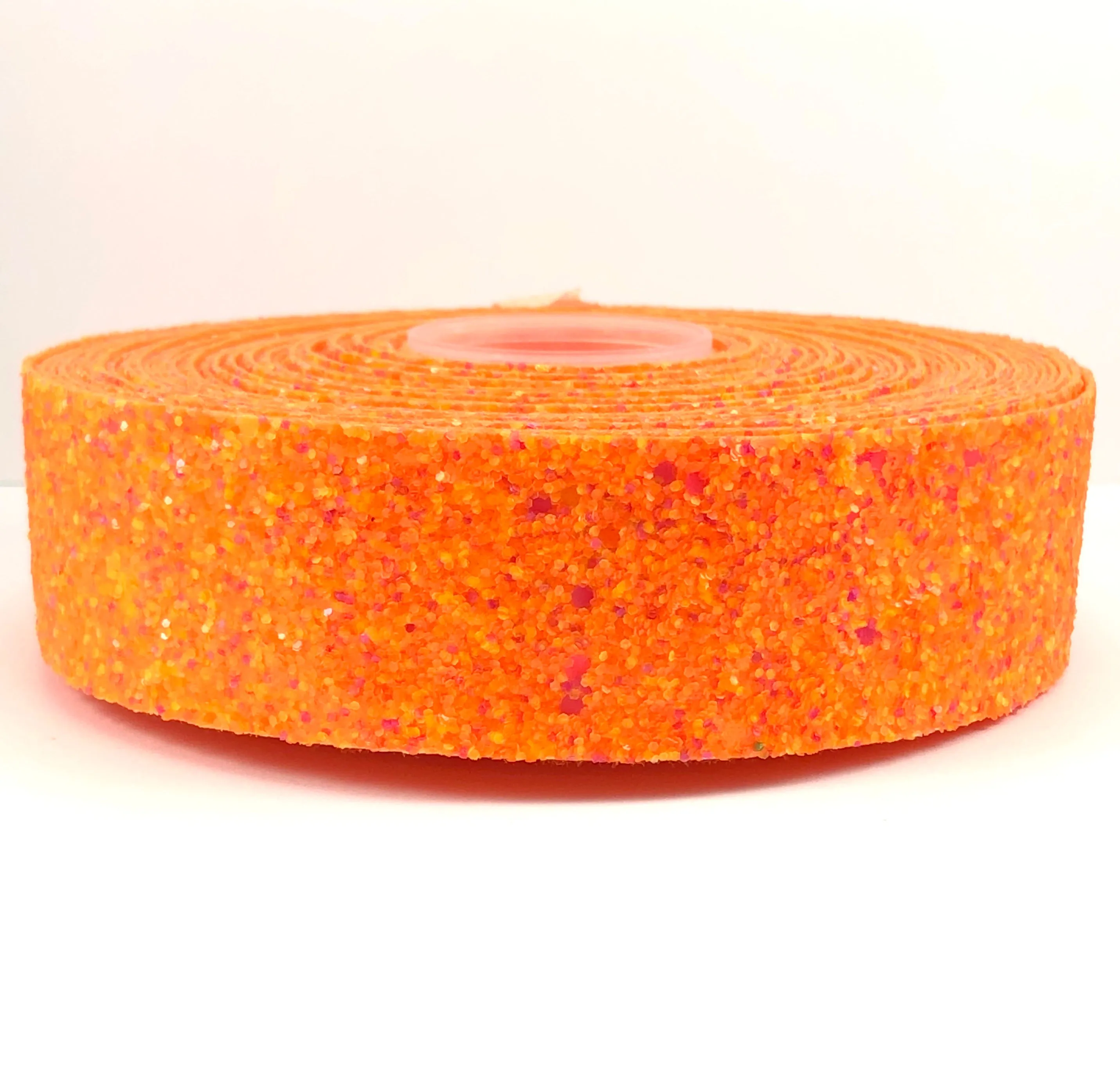 Orange with Neon Pink Chunky 1.5" Glitter Ribbon