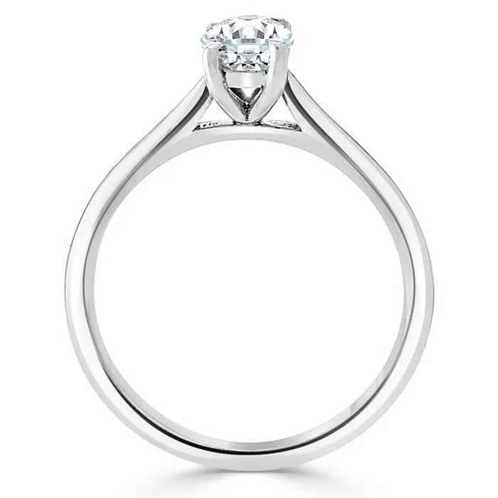 Oval Cut Moissanite Engagement Ring, Classic Design