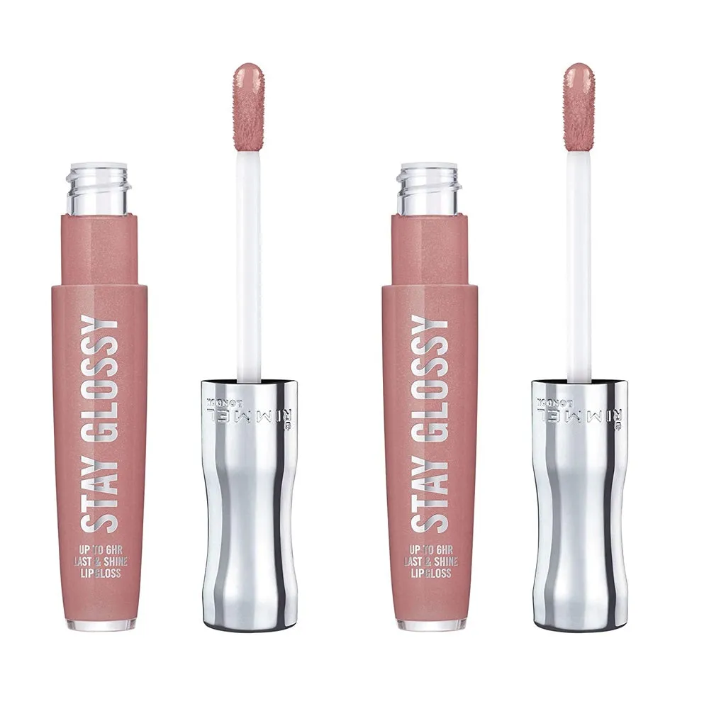 Pack of 2 Rimmel London Stay Glossy 6HR Lip Gloss, Blushing Belgraves # 130
