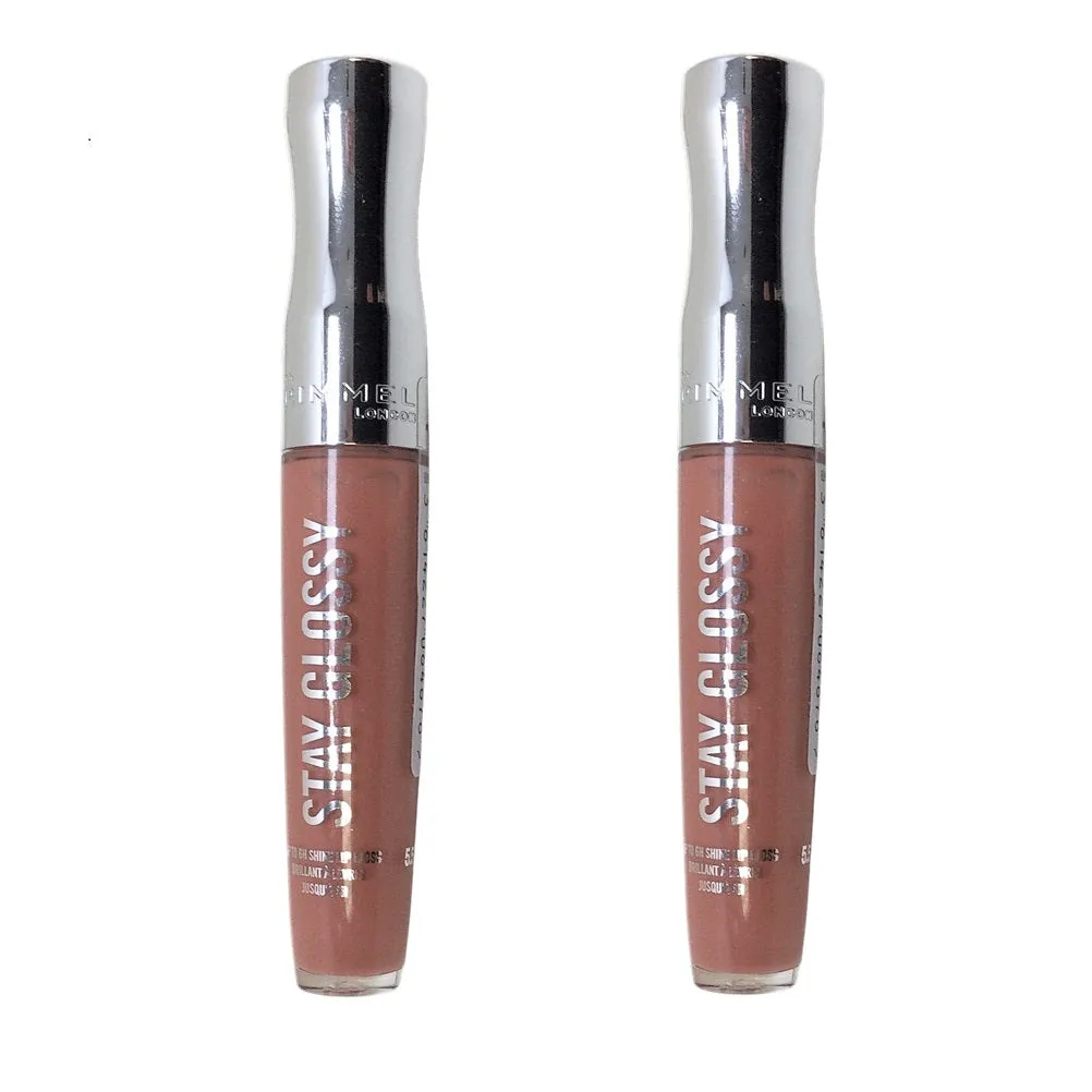 Pack of 2 Rimmel Stay Glossy 6HR Lip Gloss, Bare Minimum # 133