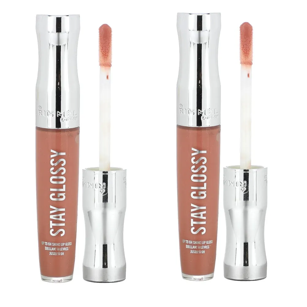 Pack of 2 Rimmel Stay Glossy 6HR Lip Gloss, Bare Minimum # 133