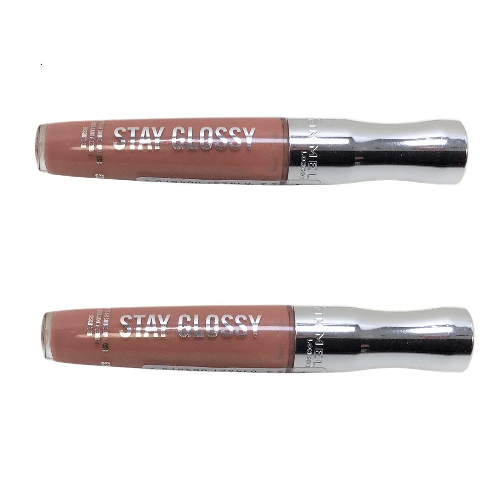 Pack of 2 Rimmel Stay Glossy 6HR Lip Gloss, Bare Minimum # 133