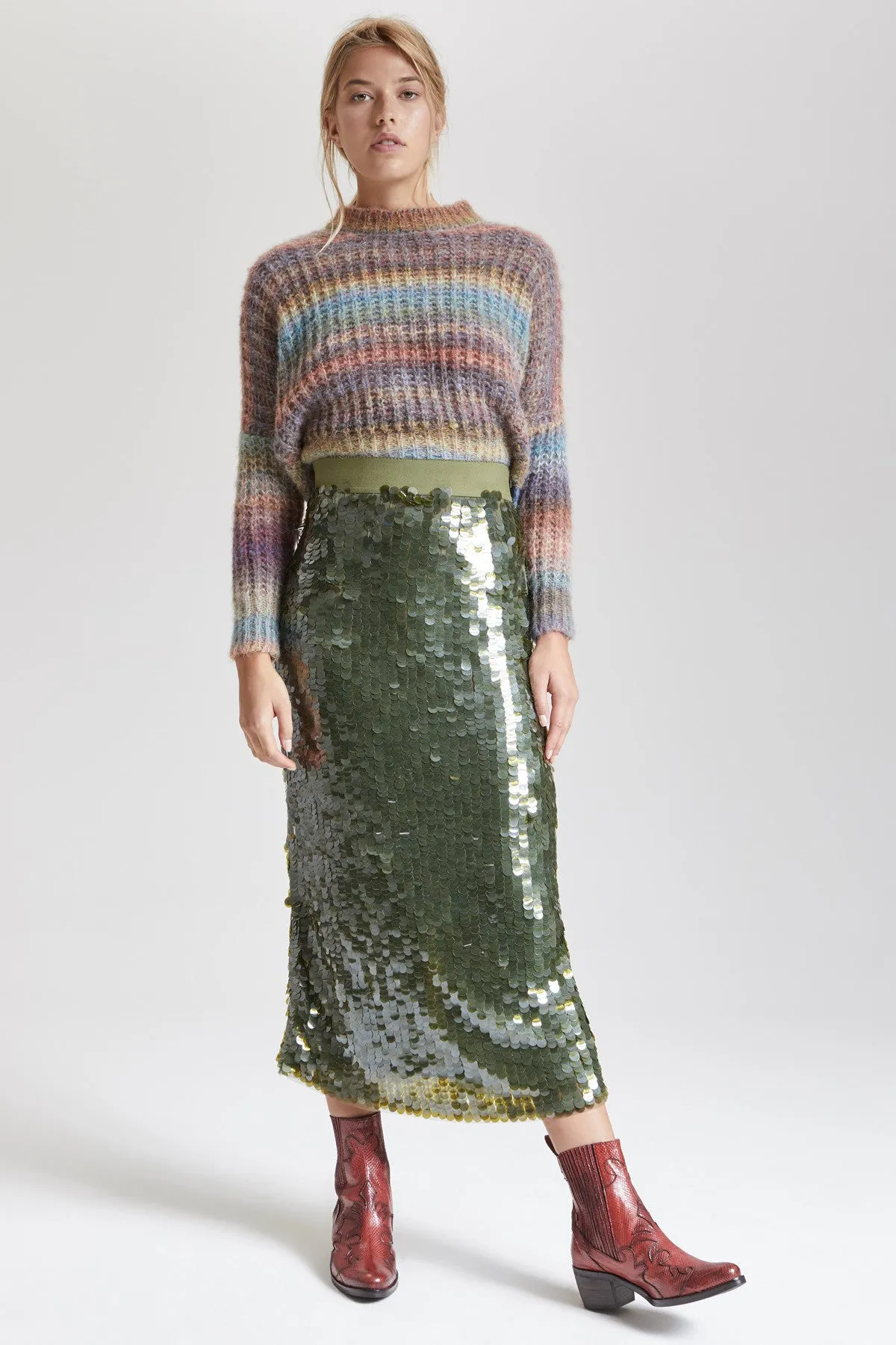 PAILLETTES GREEN SKIRT