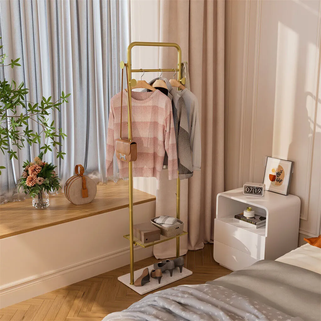 P&P Heavy Duty Corner Clothes Stand Marble Base Freestanding Home Hotel Hall Tree