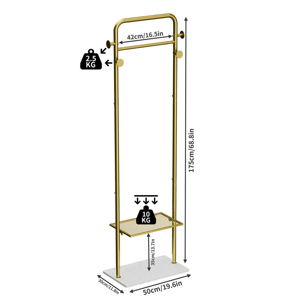 P&P Heavy Duty Corner Clothes Stand Marble Base Freestanding Home Hotel Hall Tree