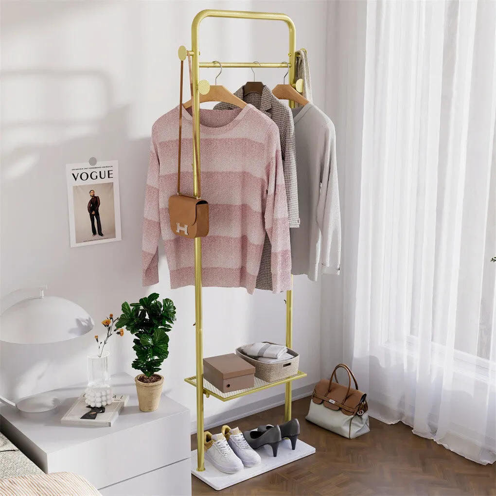 P&P Industrial Gold Clothes Rack with Shelf Freestanding Garment Rack Entryway