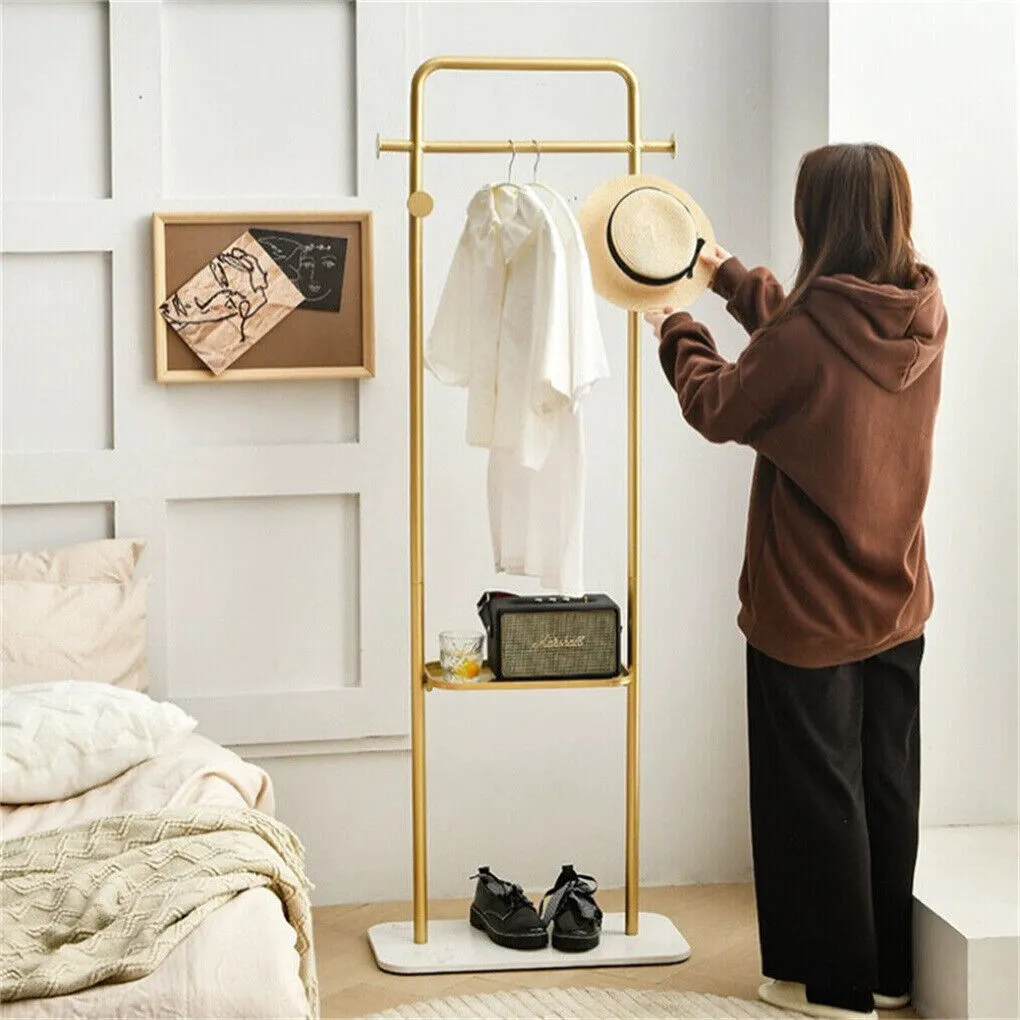 P&P Industrial Gold Clothes Rack with Shelf Freestanding Garment Rack Entryway