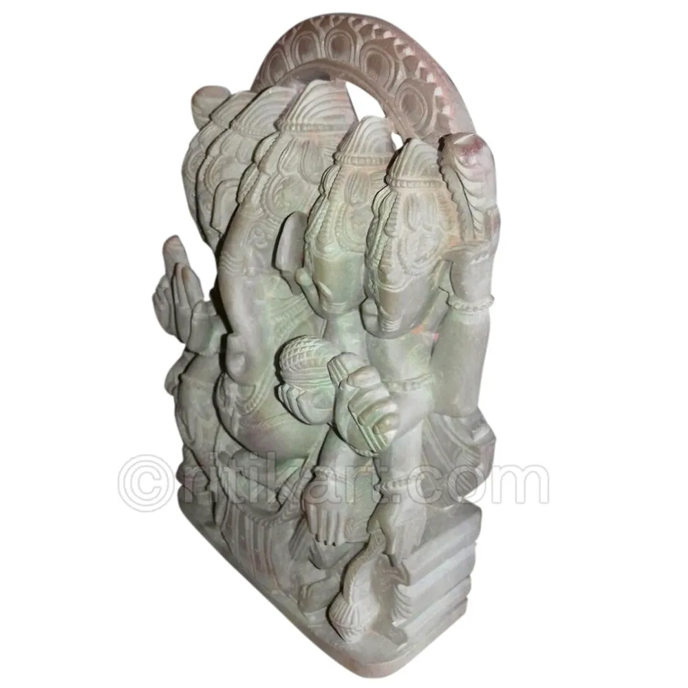 Panchamukhi Ganesh Murti Made from Pink Stone