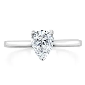 Pear Cut Moissanite Engagement Ring, Classic Style
