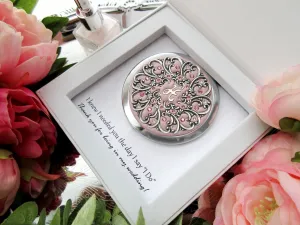 Personalized Compact Mirror with Gift Box and Card