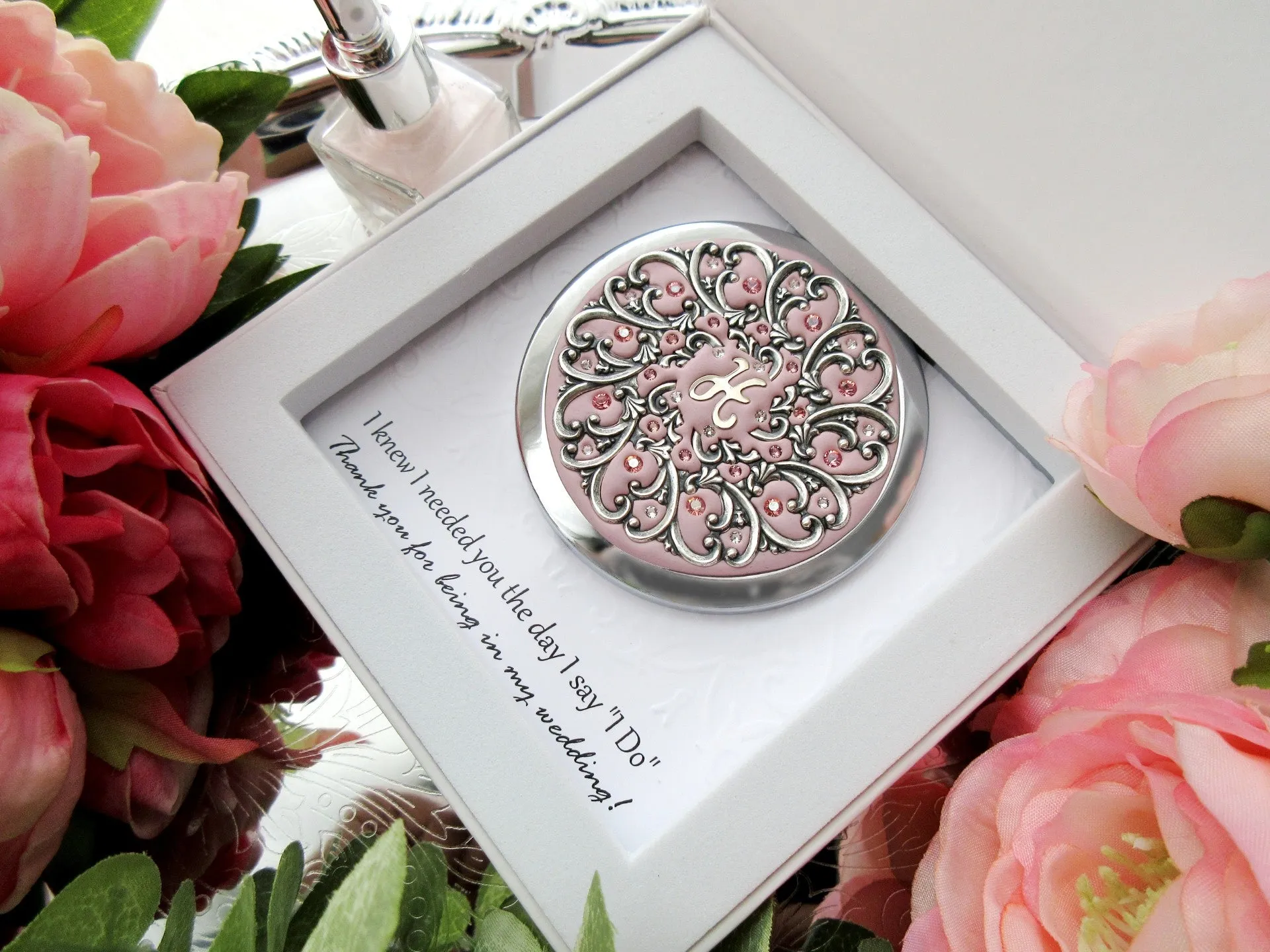 Personalized Compact Mirror with Gift Box and Card