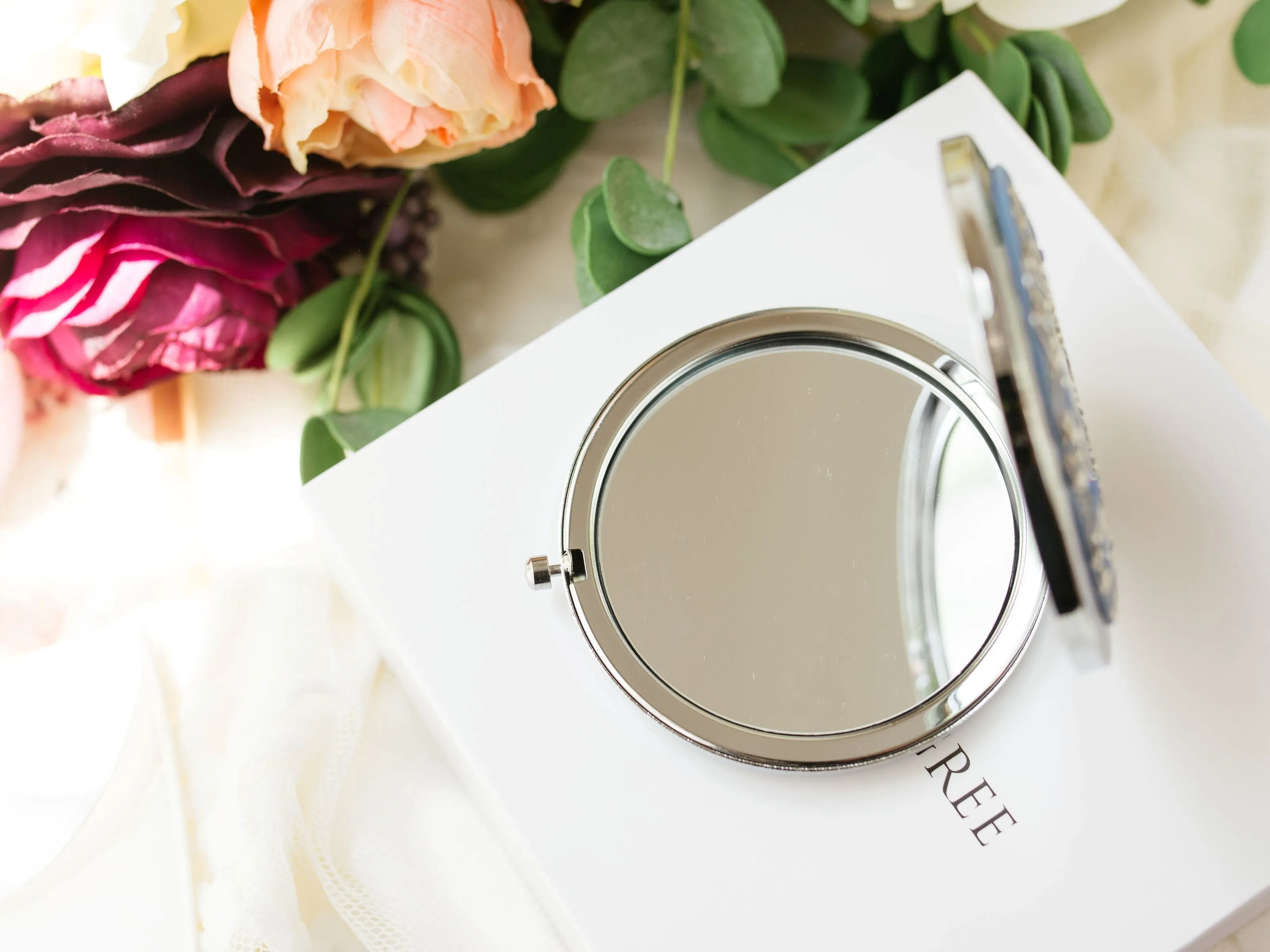 Personalized Compact Mirror with Gift Box and Card