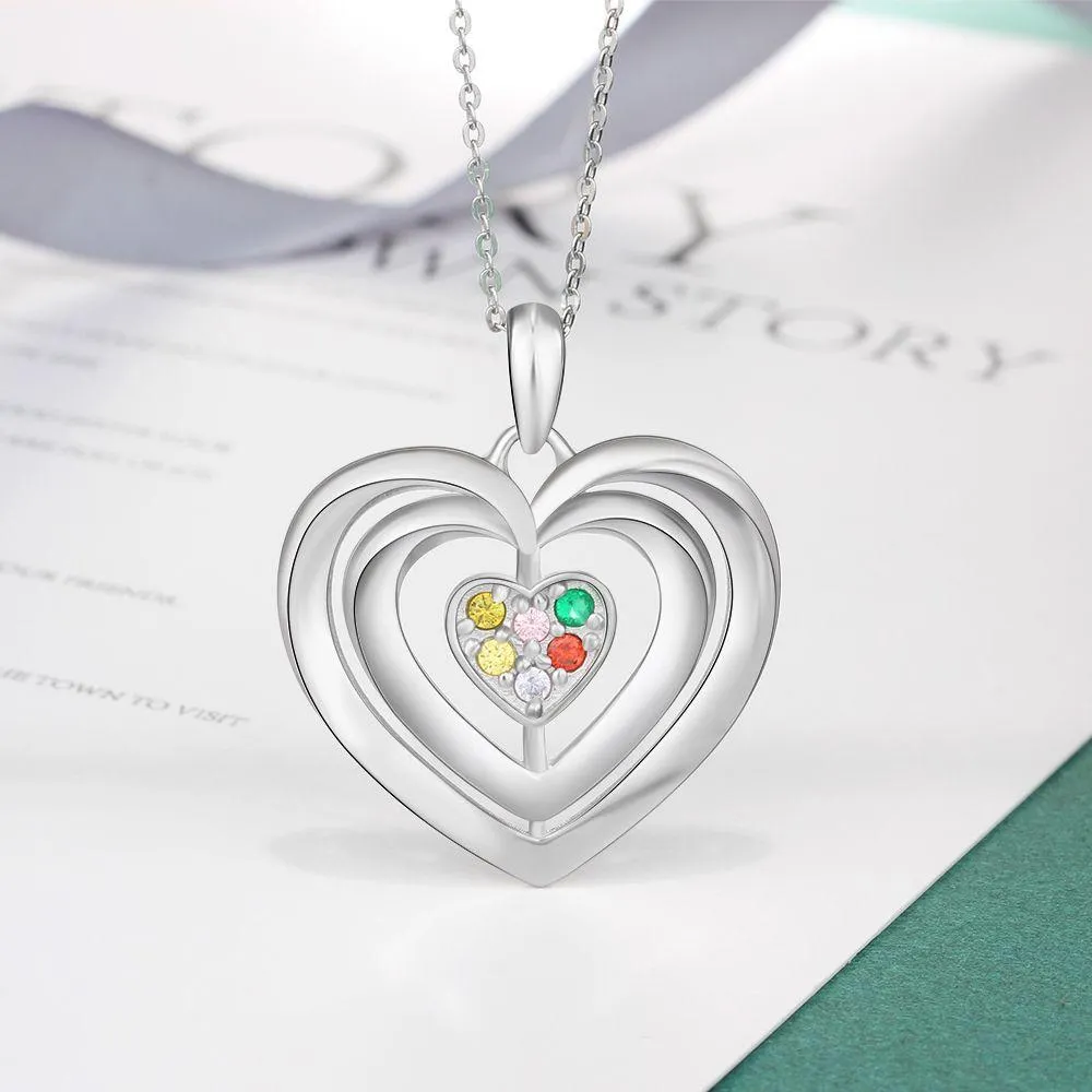 Personalized Initial necklace with 6 birthstones and 6 names