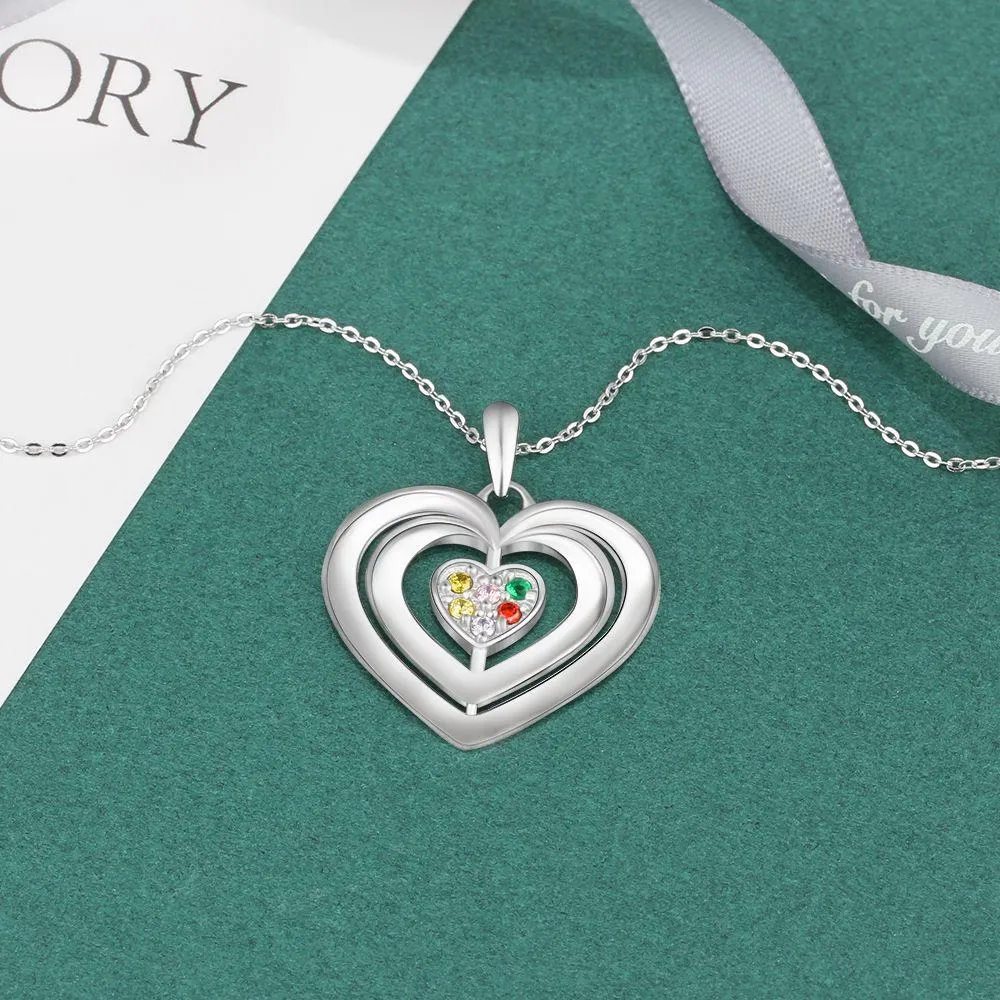 Personalized Initial necklace with 6 birthstones and 6 names