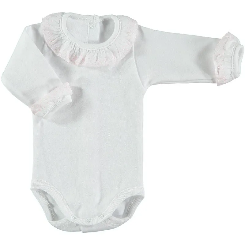 Pink and White frill body suit - Babidu