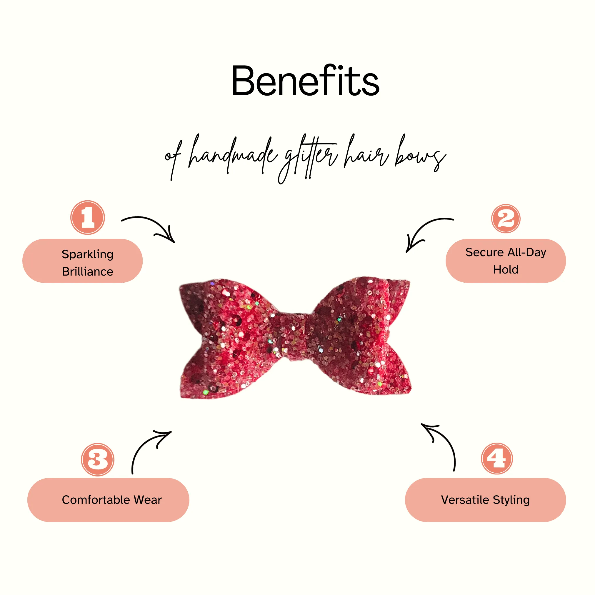 Pink Pigtail Glitter Hair Bows