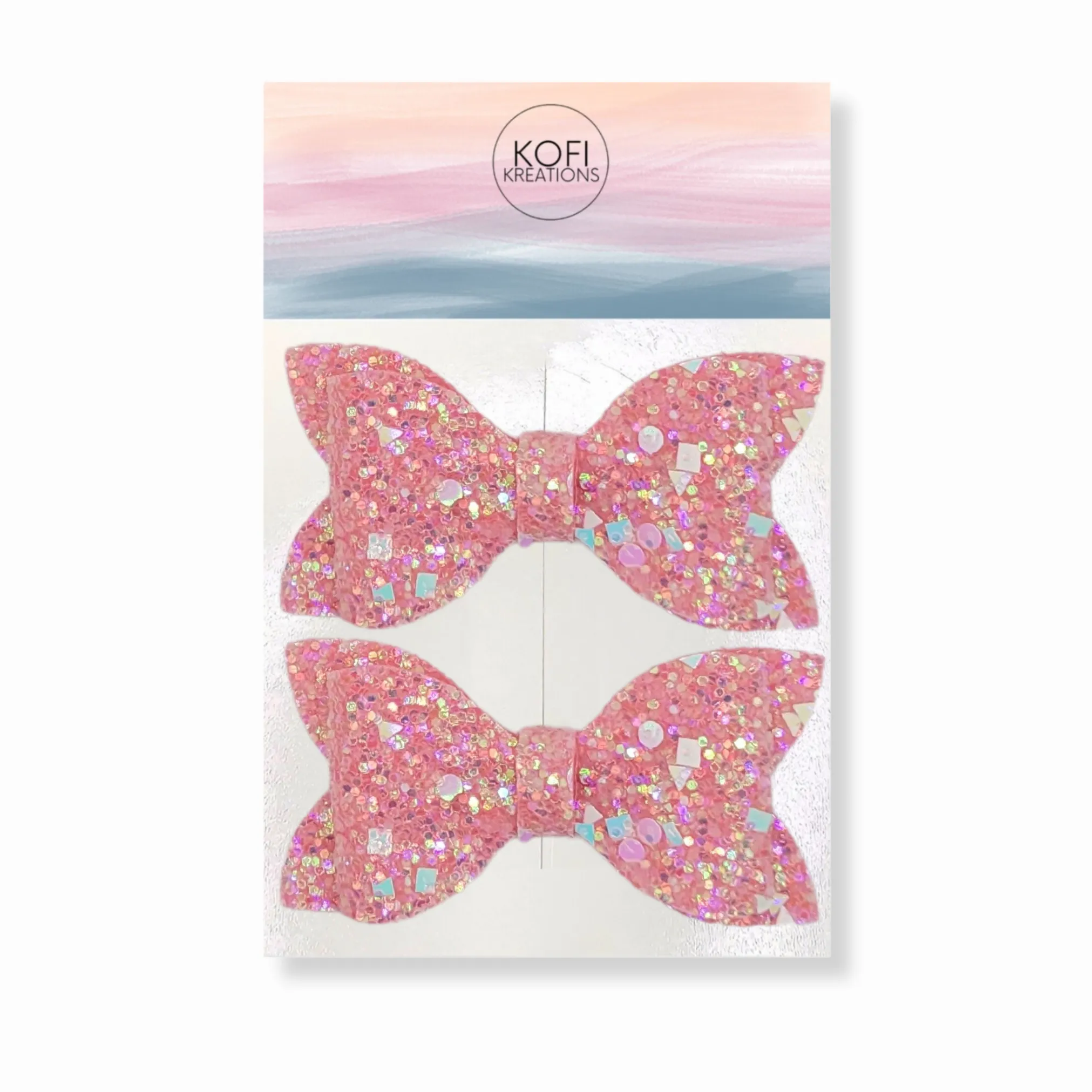 Pink Pigtail Glitter Hair Bows