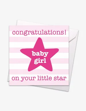 Pink Star Baby Card