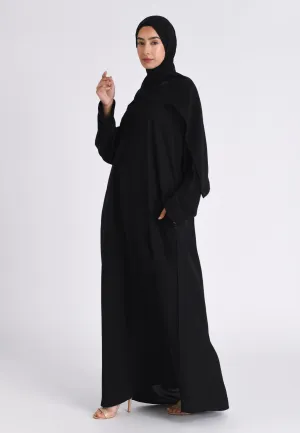 Plain Black Abaya with Zip Pockets (Premium)