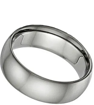 Plain Dome 6mm 14k White Gold Wedding Band Ring