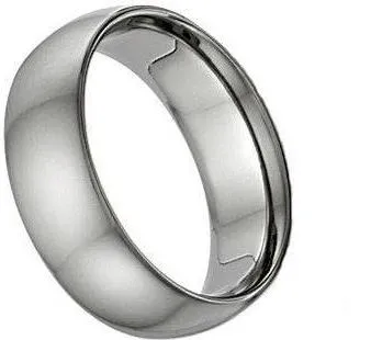 Plain Dome 6mm 14k White Gold Wedding Band Ring