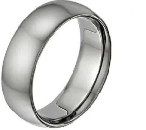 Plain Dome 7mm 14k white Gold Wedding Band