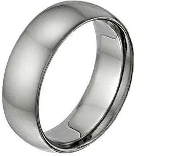 Plain Dome 7mm 14k white Gold Wedding Band