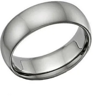 Plain Dome 8mm 14k White Gold Wedding Band