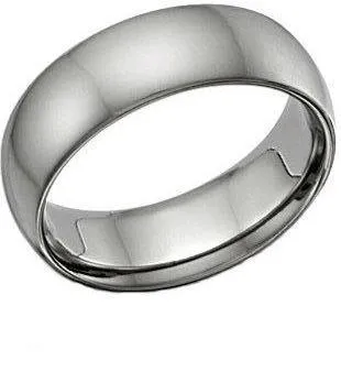 Plain Dome 8mm 14k White Gold Wedding Band