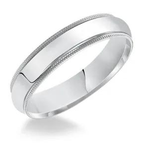 Platinum 4mm Milgrain Border Plain Band, size 10.0