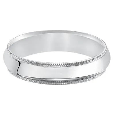 Platinum 4mm Milgrain Border Plain Band, size 10.0