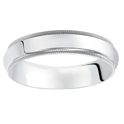 Platinum 4mm Milgrain Border Plain Band, size 10.0