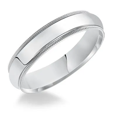 Platinum 4mm Milgrain Border Plain Band, size 10.0