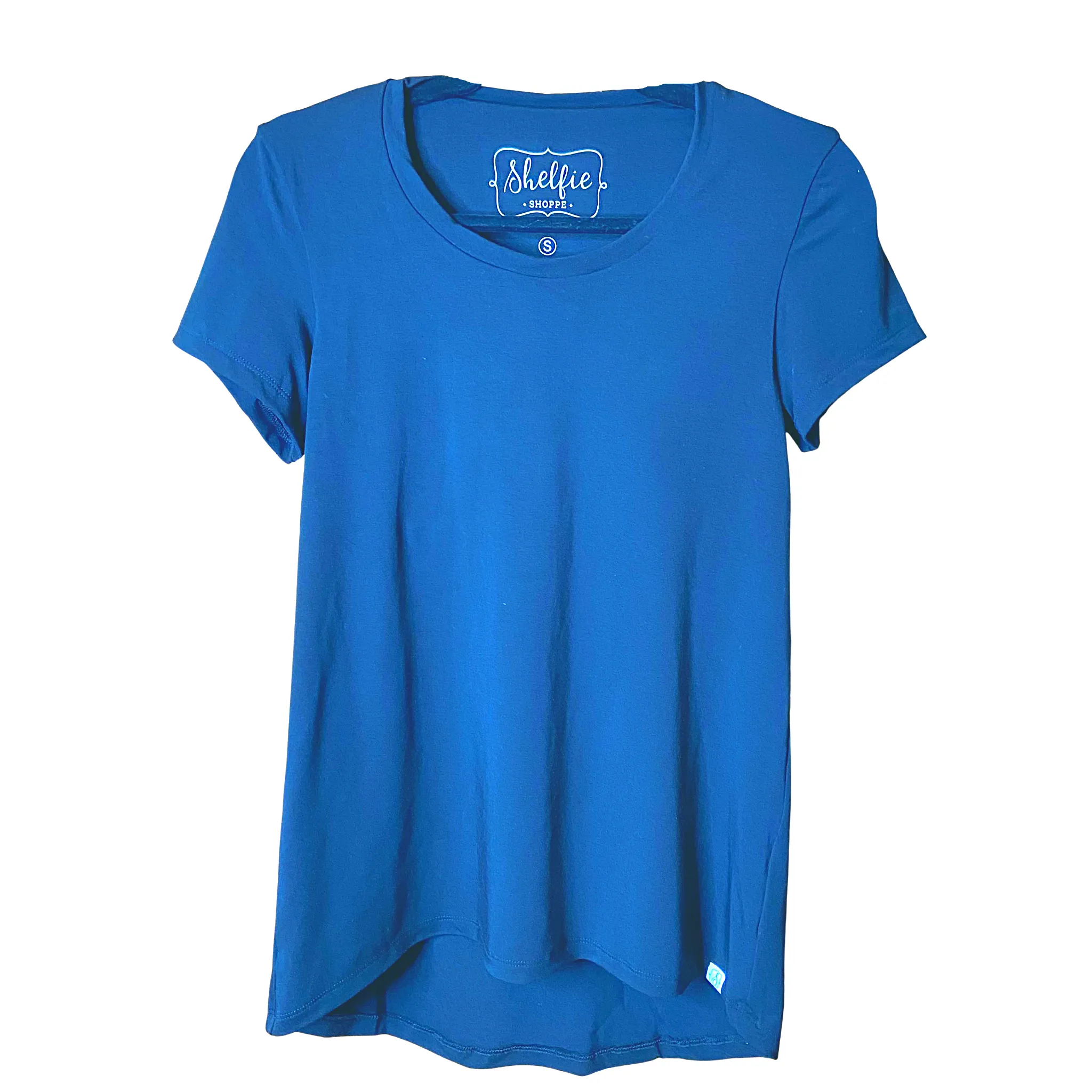 Plus Sized Short Sleeved Hi Lo Top with Built In Shelf Bra