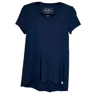 Plus Sized Short Sleeved Hi Lo Top with Built In Shelf Bra